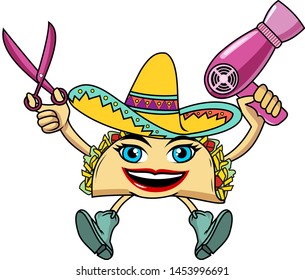 Taco girl vector cartoon illustration