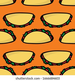 Taco Grande Fiesta on terra cotta seamless pattern design.