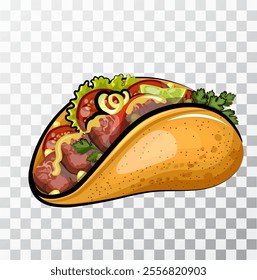 
Taco hand drawing vector illustration. Isolated on transparent background. Vector illustration.