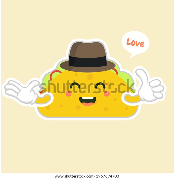Taco Hat Character Cute Kawaii 