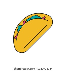 Taco icon. Cartoon taco vector icon for web design isolated on white background