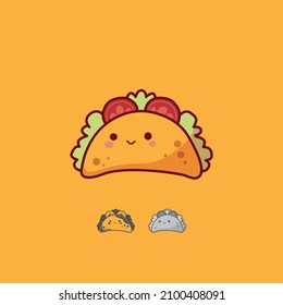 Taco Icon Character with vector Illustration. Colorful, color variations, editable, and resizable. 