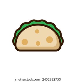 Taco icon with colorful design. Simple taco cartoon illustration 
