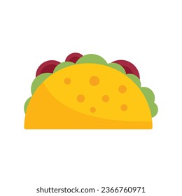 Taco icon flat vector. Tortilla food. Tacos menu isolated