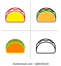 Taco icon. Graphic element illustration with different style on white background.
