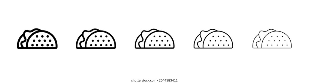 Taco icon graphic set. trendy stroke line style