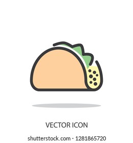 taco icon, line sign - vector illustration eps10