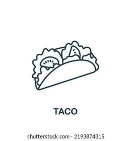 Icono del taco. Icono de línea simple para plantillas, diseño web e infografías