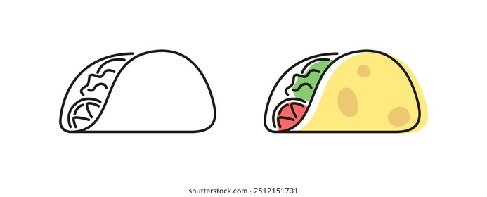 Taco icon. 
Mexican food symbol.