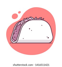 Taco icon in mono line art style vector illustration