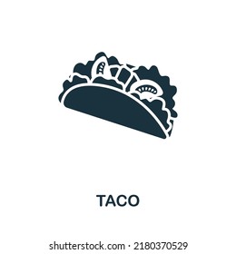 Icono del taco. Línea simple monocroma Icono de Fastfood para plantillas, diseño web e infografías