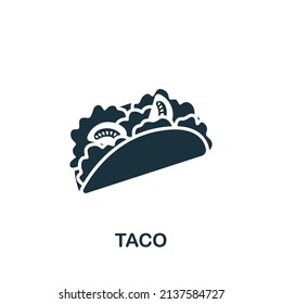 Icono del taco. Icono monocromo simple para plantillas, diseño web e infografías