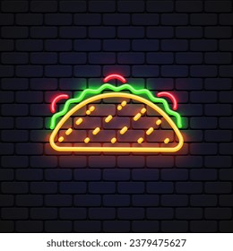 Taco icon neon for decoration design. Vector illustration