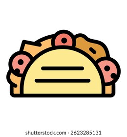 Taco icon. Outline taco vector icon color flat isolated