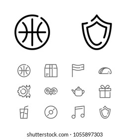 Taco icon with owl, service and flag symbols. Set of compact disk, safety, ball icons and teapot concept. Editable vector elements for logo app UI design.
