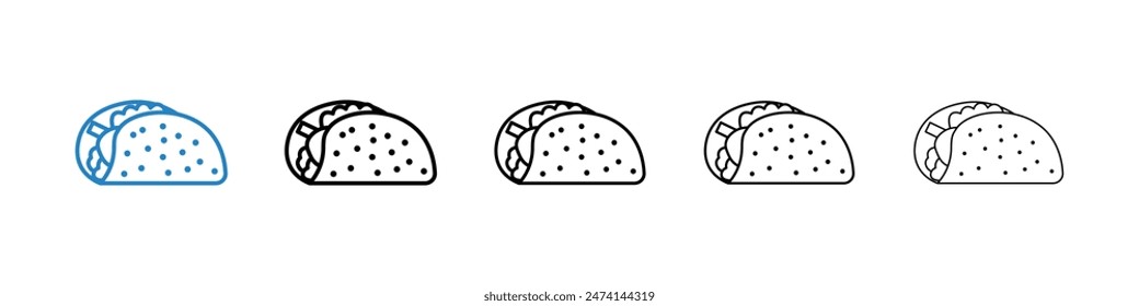 Taco Icon Set. Illustration of a Traditional Mexican Taco.
