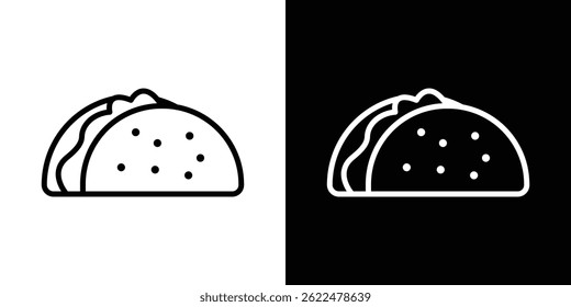 Ícone de taco forma gráfico simples clipart símbolo. linha fina contorno arte