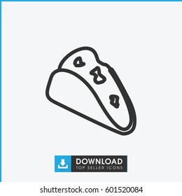 taco icon. simple outline taco vector icon. on white background.