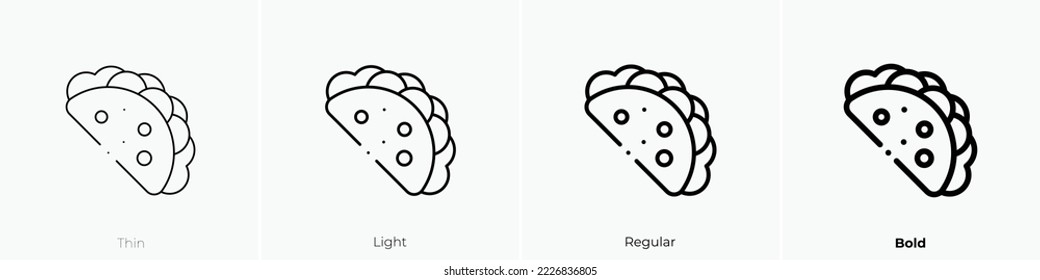 taco icon. Thin, Light Regular And Bold style design isolated on white background