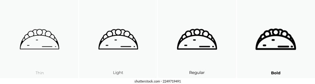 taco icon. Thin, Light Regular And Bold style design isolated on white background