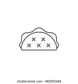 Taco icon in thin outline style. Mexican spicy fast food tortilla snack