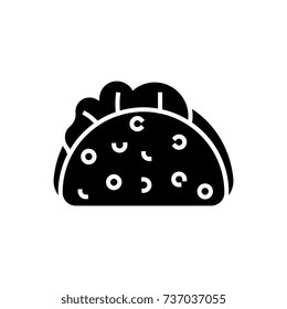 taco icon, vector illustration, black sign on isolated background
