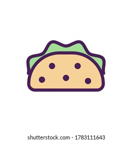 taco icon vector illustration filled outline style. food icon set.