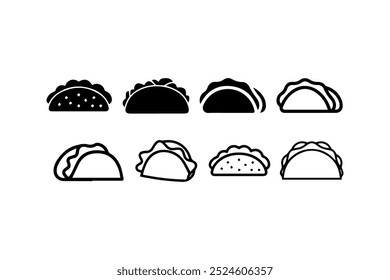 Taco Icons Set in Various Styles. Vector illustration design.