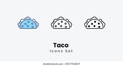 Taco Icons thin line and glyph vector icon stock illustration