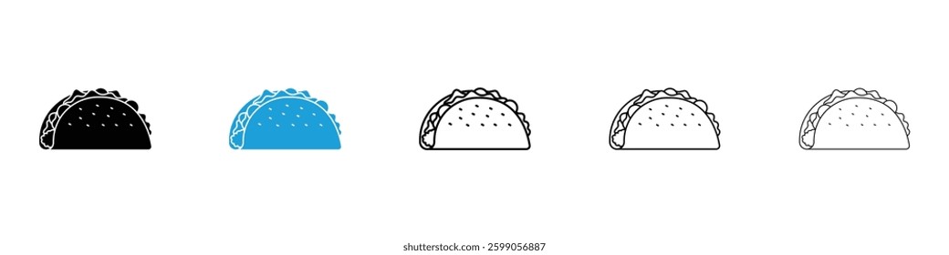 Taco icons vector illustrations in black and blue colors for web and ui designs