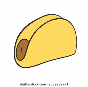 A taco, ideal for Mexican meals, snacks, and casual dining designs.