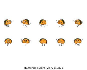 Taco Illustration Character Element Set