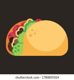 Taco-Illustration im flachen Stil, maxicanische Küche, Junk-Food-Konzept