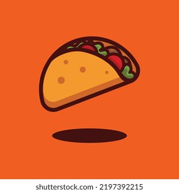 taco illustration isolated on orange background