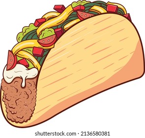 Taco illustration, Mexican Taco clipart