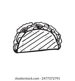 taco illustration on isolated white background