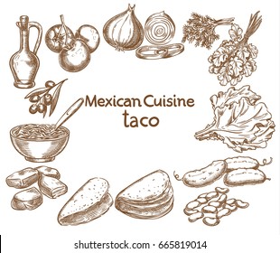 Taco, ingredients of the food