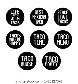 Taco inscription set. It can be used for menu, banner, poster, label, packaging and other promotional marketing materials. - Shutterstock ID 1428127076