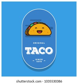 Taco Lettering Logo Label Badge Sticker for Restaurant Mexican Cafe Vector Illustration