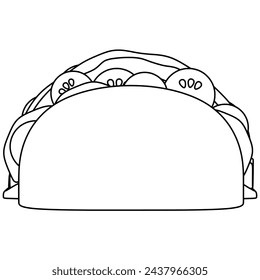 Taco line art. Vector illustration with food theme and line art style.