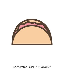 taco line and fill style icon design, Eat food restaurant menu dinner lunch cooking and meal theme Vector illustration