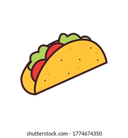 taco line and fill style icon design, fast food eat restaurant and menu theme Vector illustration