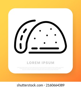 Taco Line Icon. Hot Dog, Sandwich, Tasty, Harmful, Healthy, Fatty. Food Concept. Vector Line Icon For Business And Advertising.