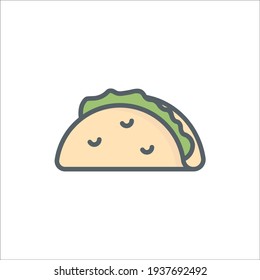 Taco Line Icon Isolated On White Background