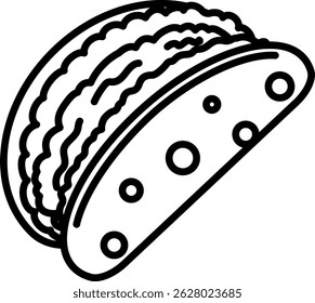 Taco line icon – Mexican fast food outline vector