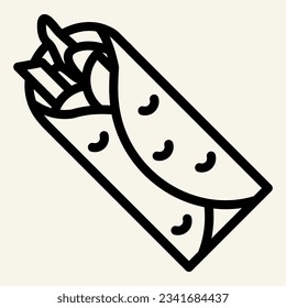 Taco line icon. Mexican food vector illustration isolated on white. Burrito outline style designed for and app. Eps 10.