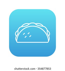 Taco line icon for web, mobile and infographics. Vector white icon on the blue gradient square with rounded corners isolated on white background.