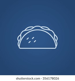 Taco line icon for web, mobile and infographics. Vector light blue icon isolated on blue background.