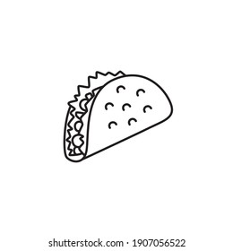 Taco line illustration, vector icon, flat, logo 