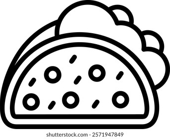 Taco Line Vector Icon Design